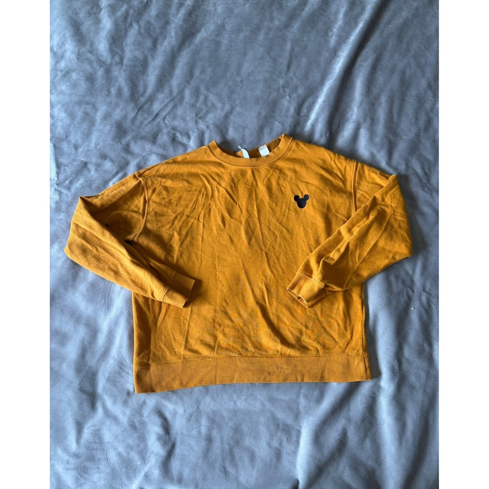 H&M Divided Disney Mickey Mouse Sweatshirt Mustard Yellow Mens Medium 06910072